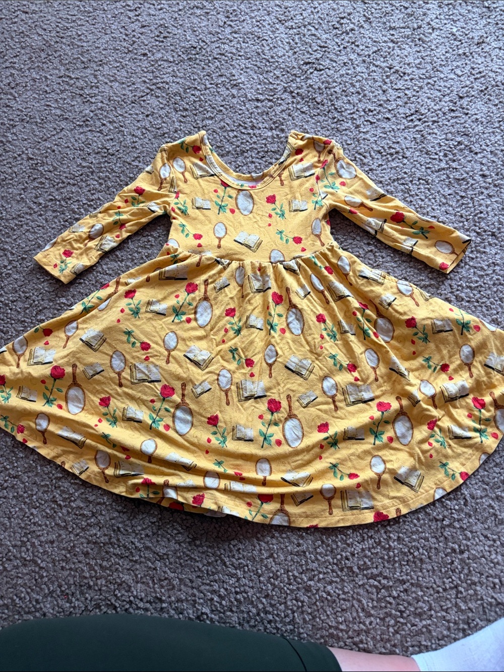 B8 Little Crowns and Capes Bamboo LS Twirl Dress, Belle Print PLAY, 3t
